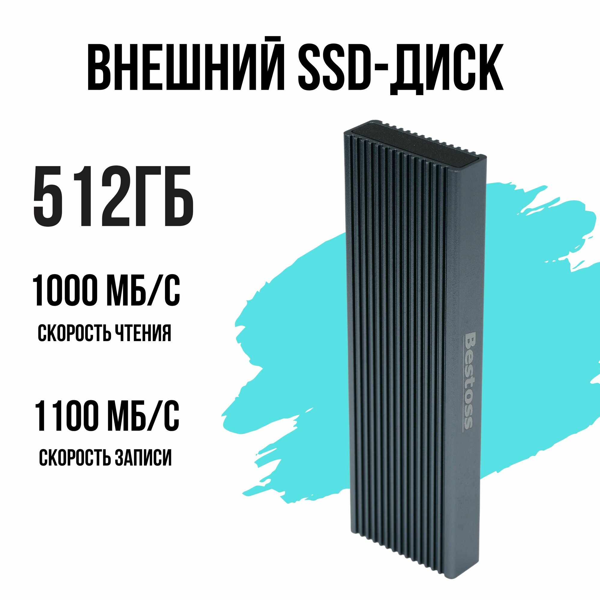 Внешний жесткий диск SSD External USB M2 NVMe USB Type-C 512 Гб