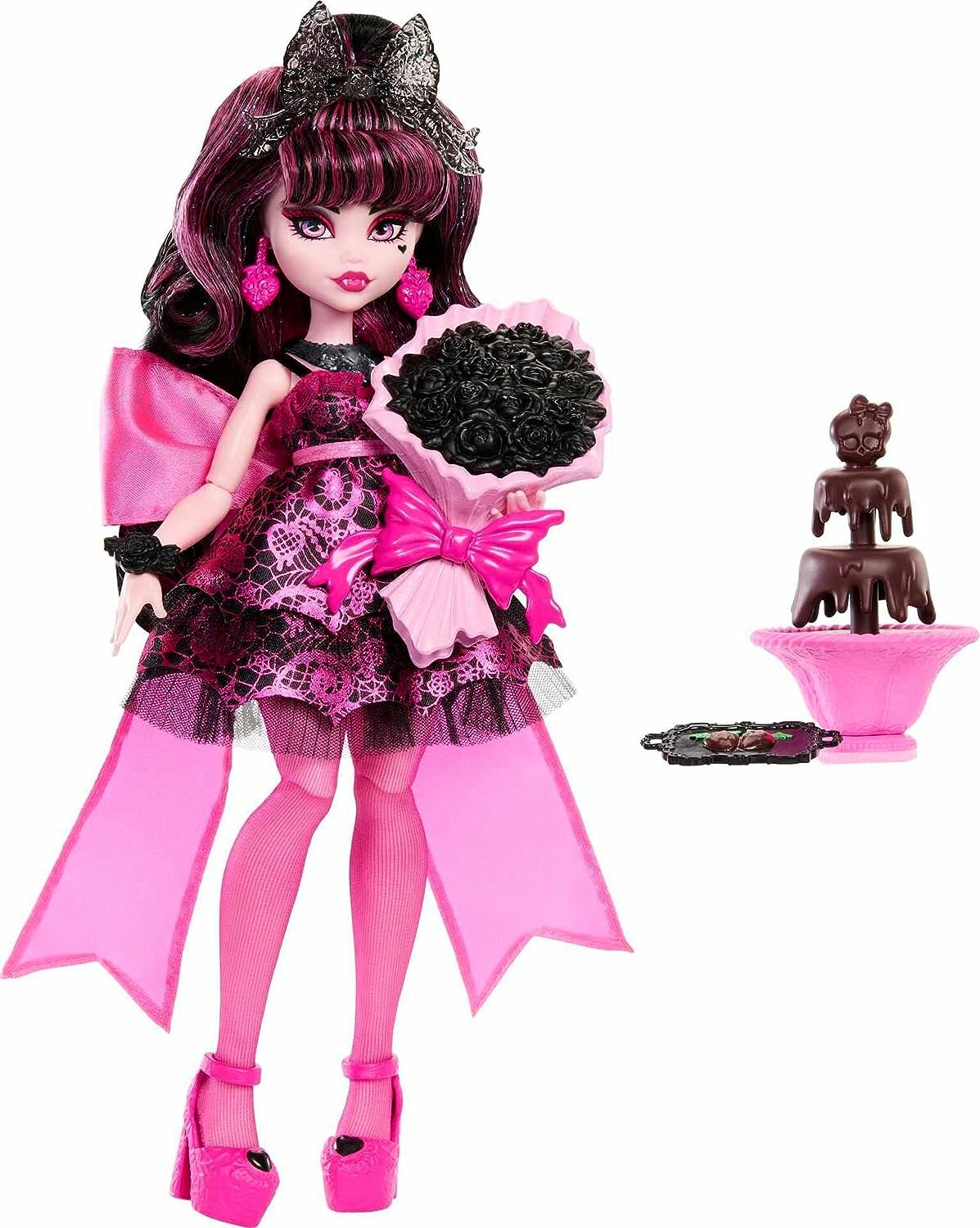 Monster High Draculaura Doll In Monster Ball Party Dress With Accessories - Кукла Монстер Хай Дракулаура в праздничном платье с аксессуарами HNF68