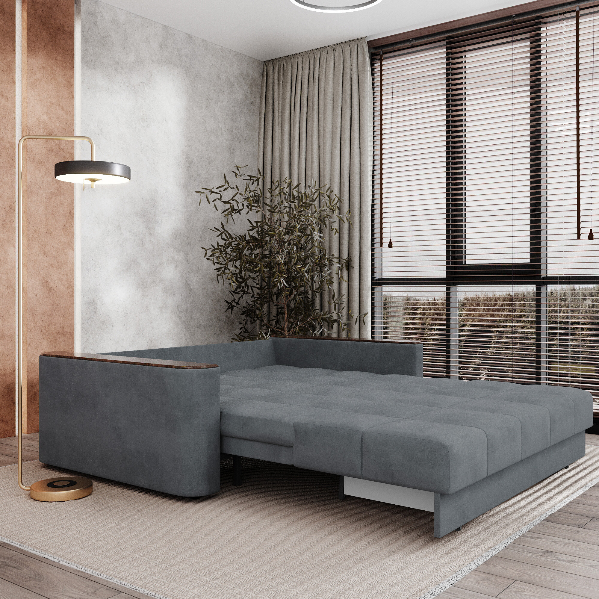 фото Диван-кровать Валенсия 178х108х96 темно-серый (без декор. подушек)