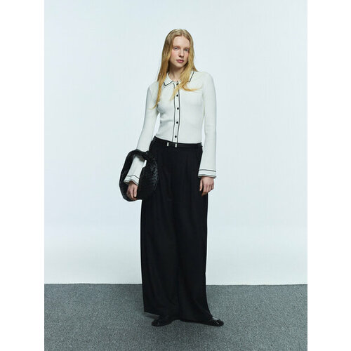 фото Брюки палаццо zarina, размер s (ru 44), черный