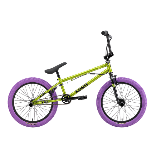 20 STARK Madness BMX 3 2024 (рама OS (one size), зеленый металлик/черный/зеленый/фиолетовый) трюковый велосипед stark 23 madness bmx 2 зеленый голубой зеленый