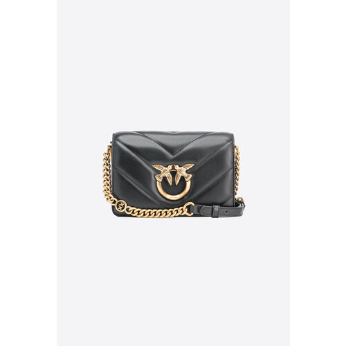 фото Сумка кросс-боди pinko mini love bag click big chevron, фактура рельефная, черный