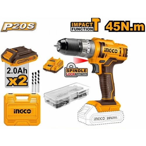 Аккумуляторный ударный шуруповерт INGCO CIDLI201452 INDUSTRIAL 20 В 45 Нм 1811 900000₽