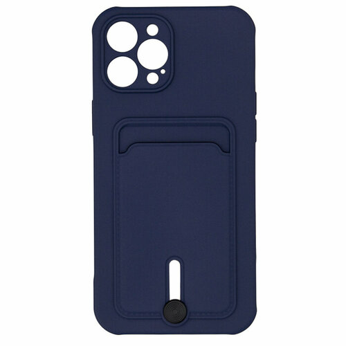 Чехол для iPhone 12 Pro с отделением для карт Button Card Case темно-синий