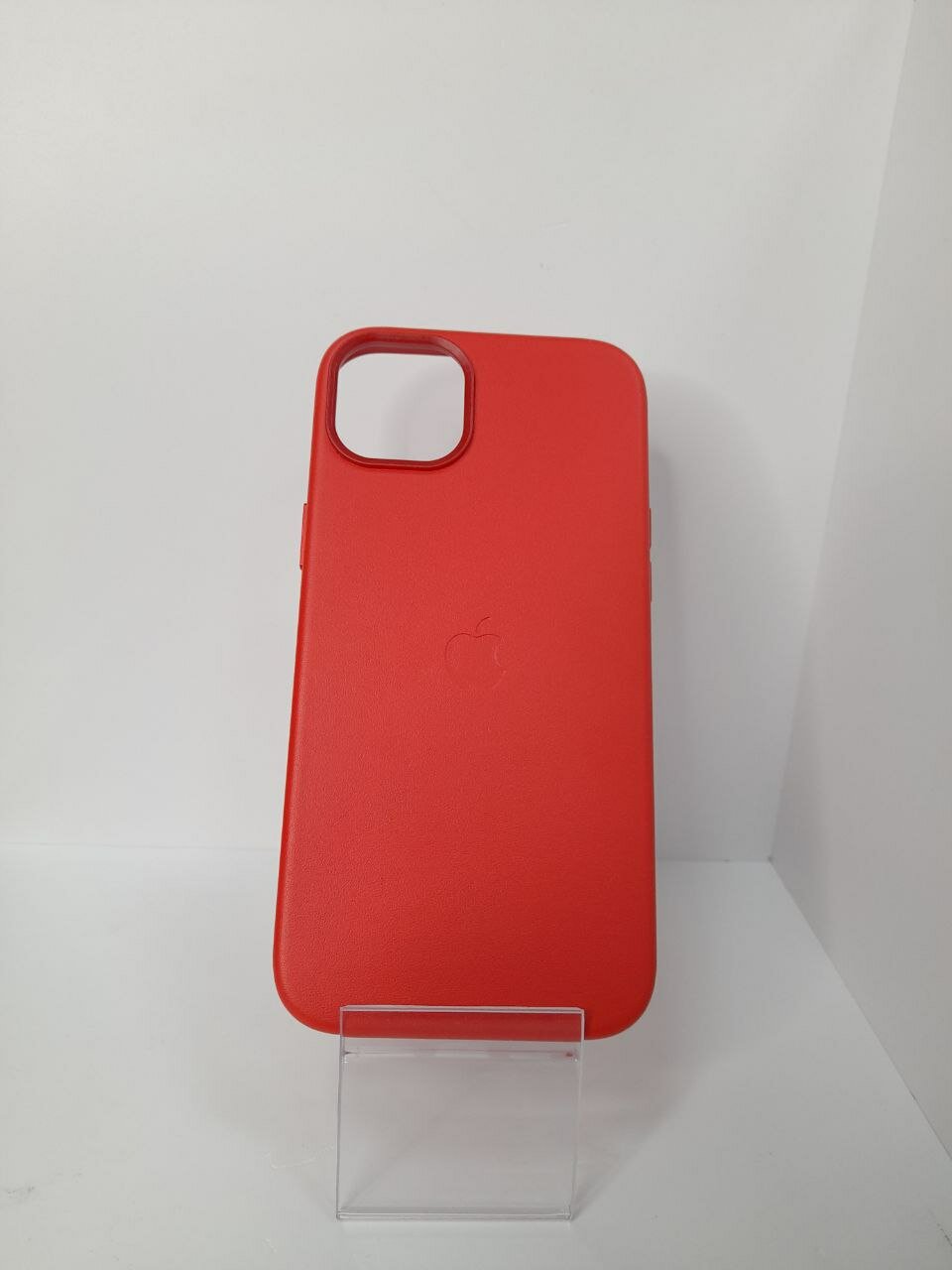 Чехол для iPhone 15 Plus Leather Case красного цвета из натуральной кожи с функцией MagSafe