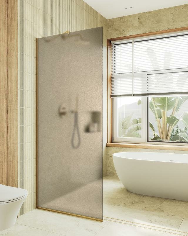 фото Maybah Glass Душевая перегородка в узком профиле 1950*1090 Стекло 8 мм Бронза матовая MGD-679-3у Maybah Glass