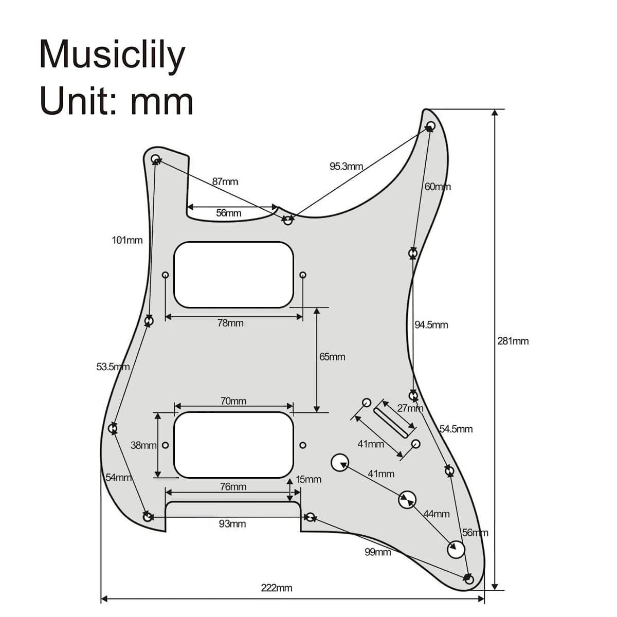Защитная накладка электрогитары Fender Stratocaster HH, 3 слоя, белая, Musiclily MX2248WH — фото 5