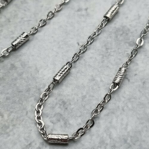 Цепь Тонкие цепи и цепочки на шею, длина 45 см, серебряный, серый