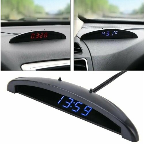 Часы в авто 3 в1 ВольтметрТермометрЧасы синий 116800₽