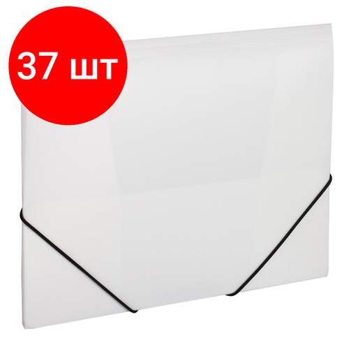 Комплект 37 шт, Папка на резинках BRAUBERG Office, белая, до 300 листов, 500 мкм, 228080