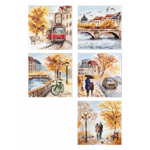 Наборы для вышивания серия: Осень в городе (комплект из пяти наборов)