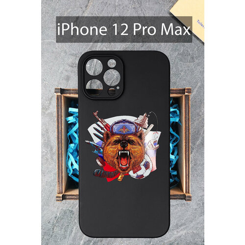 Силиконовый чехол Русский Медведь с флагом для iPhone 12 Pro Max / на Айфон 12 Про Мах