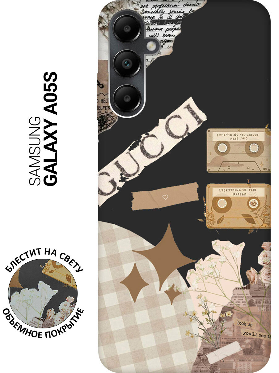 Силиконовый чехол на Samsung Galaxy A05s / Самсунг А05с с рисунком "GUCCI Stickers" Soft Touch черный