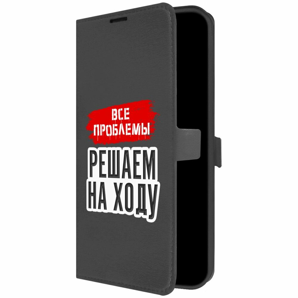 Чехол-книжка Krutoff Eco Book для ITEL A70 Все проблемы решаем на ходу (черный)