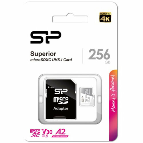 Флеш карта microSD 256GB Silicon Power Superior Pro A2 microSDXC Class 10 UHS-I U3 Colorful 100/80 Mb/s (SD адаптер)