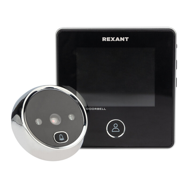 Видеоглазок дверной REXANT (DV-113) с цветным LCD-дисплеем 2.8" с функцией звонка и записи фото, встроенный аккумулятор 45-1113 (3 шт.)