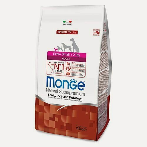 Изображение товара Monge Dog Speciality X-small корм для взрослых собак мини пород (ягненок с рисом и картофелем) 2,5кг