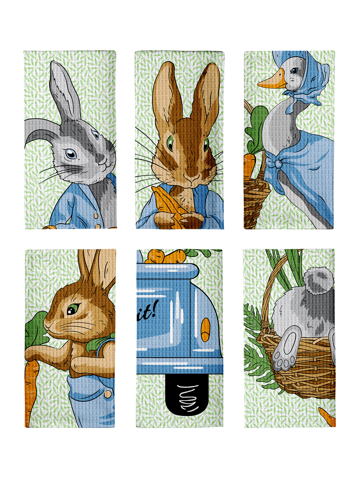 Набор вафельных полотенец 45х60 (6 шт.) "Mia Cara" рис 30632-1 Garden bunny - фотография № 6