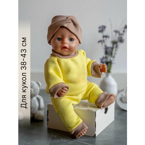 Одежда для куклы Беби Бон (Baby Born) 43см , Rich Line Home Decor, ИП-Х-992_Желтый-св-кор-с-повязкой