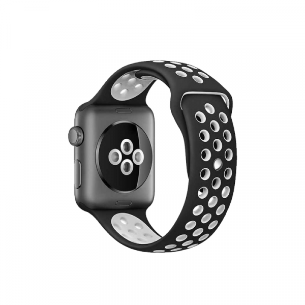 Ремешок DF iSportband-02 для Apple Watch Series 3/4/5 черный/белый (DF ) - фото №1