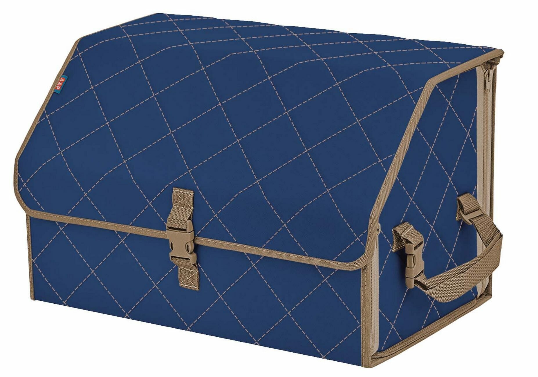Органайзер-саквояж в багажник "Союз" (размер L). Цвет: синий с бежевой прострочкой Ромб.