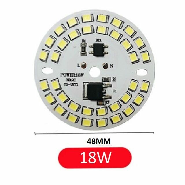 Алюминиевая круглая светодиодная плата (модуль) 18W 220V led smd 2835, белый холодный свет