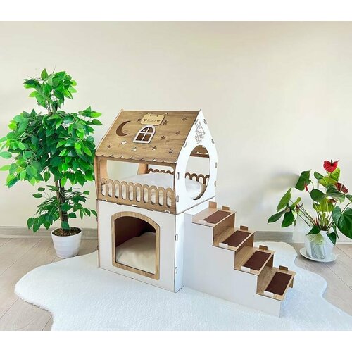 Кошкин дом, домик для кролика двухэтажный, игровой комплекс для кошек