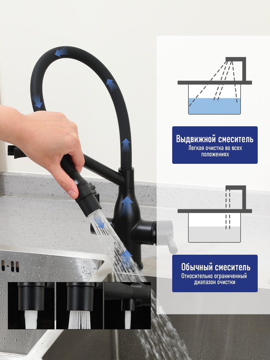 Смеситель для кухни (мойки) с c подключением фильтра Frap F4397-6 — фото 1