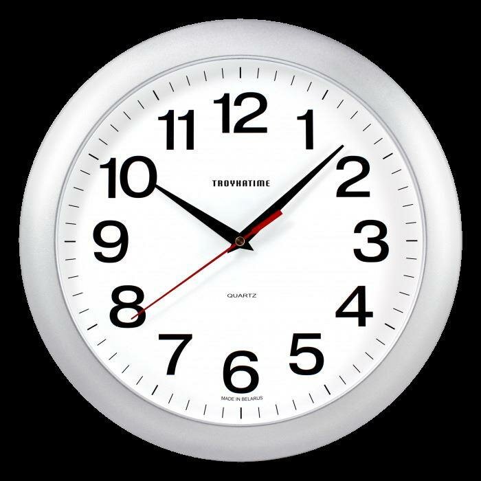 Часы настенные кварцевые Тройка 11170100, белый/серебристый