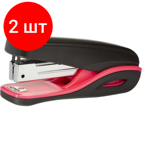 Комплект 2 штук, Степлер Комус Linea (№24/6) 1144 черно-розовый до 20л
