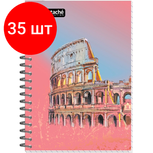 Комплект 35 штук, Бизнес-тетрадь А6.80л, кл, бок. греб, карт+УФлак Attache Selection TravelItaly