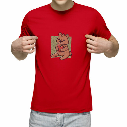 Футболка Us Basic, размер 2XL, красный мужская футболка сердце валентинка смотрит с любовью l белый