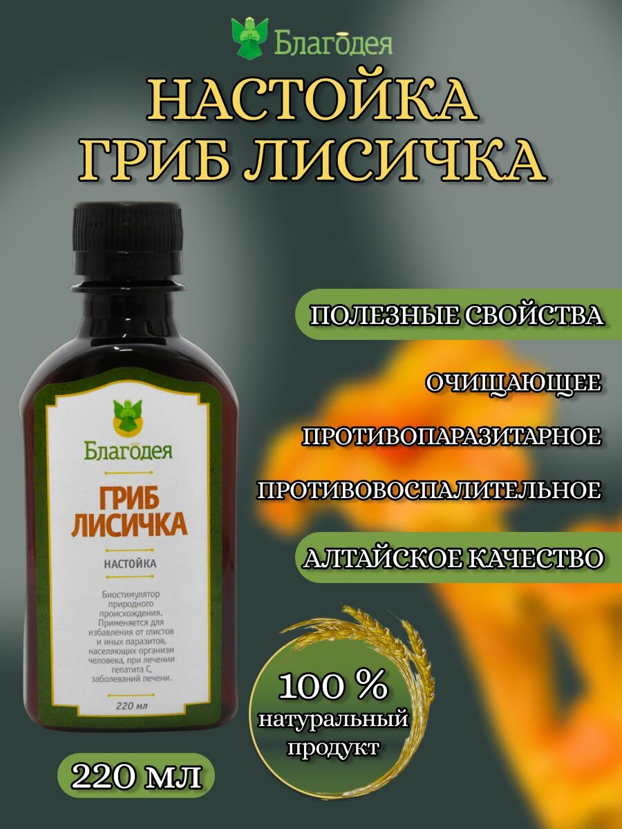 Настойка гриб лисичка "Благодея-Алтай" 220 мл, пластиковая бутылка
