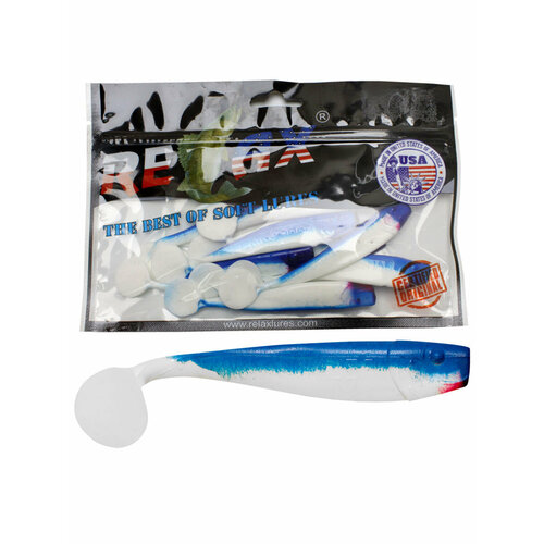 силиконовая приманка для рыбалки relax риппер kingshad 4 длина 10 0cm вес 8 9g цвет s006 white blue 10 штук Силиконовая приманка для рыбалки RELAX - Риппер KINGSHAD 4, длина - 10,0cm, вес - 8,9g, цвет S006 (White, Blue) (10 штук)