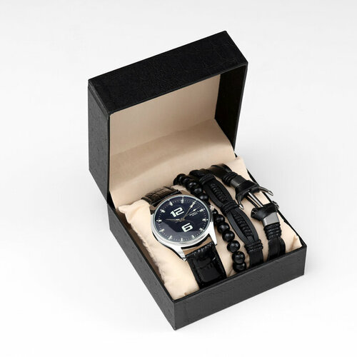 Мужской подарочный набор Якорь 2 в 1: наручные часы, браслет 10068401