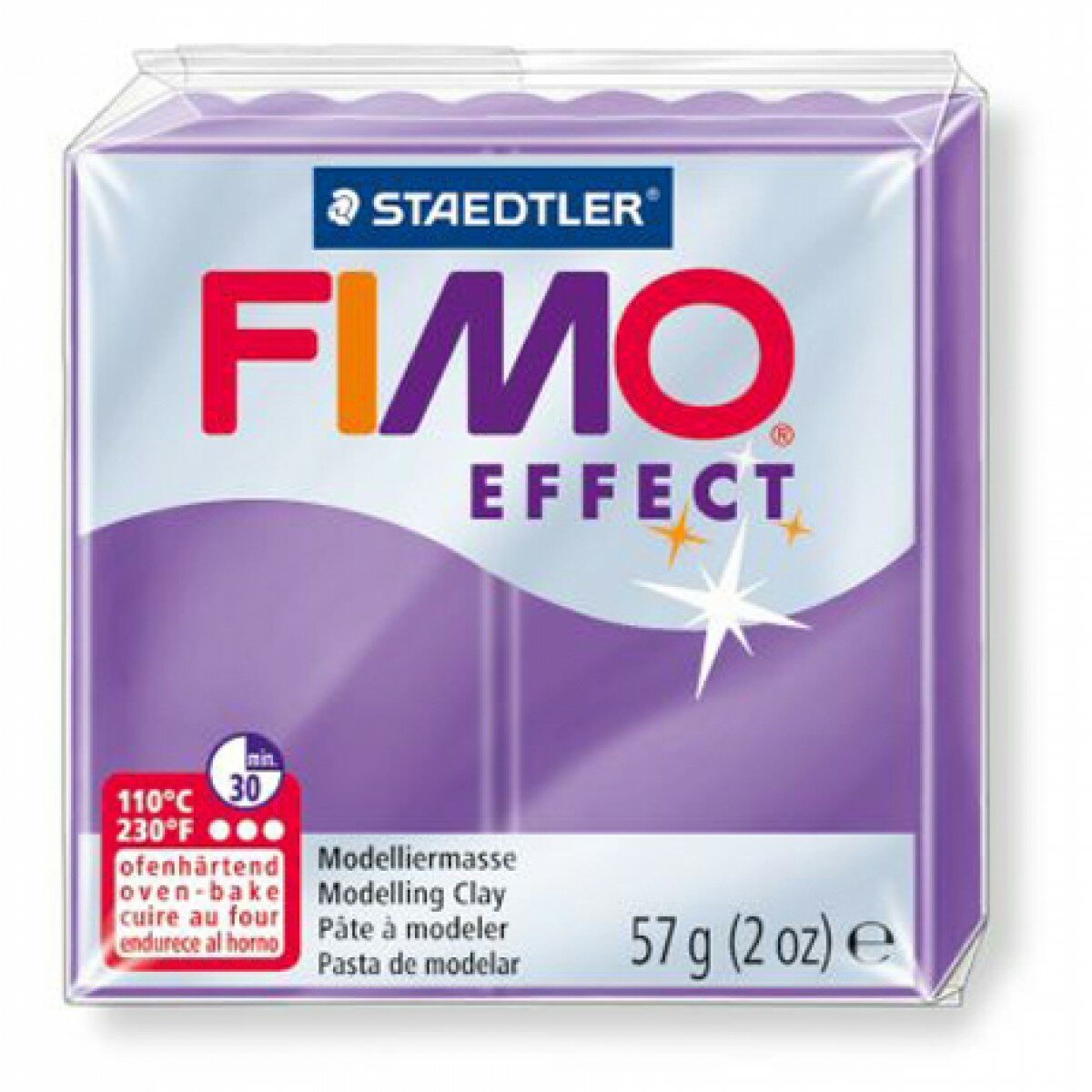 Полимерная глина FIMO Effect 55 х 55 х 15 мм полупрозрачный лиловый FIMO 8020-604