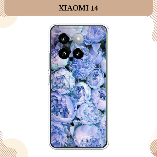 Силиконовый чехол Пионы голубые на Xiaomi 14 / Сяоми 14 чехол пластиковый xiaomi mi5 пионы голубые