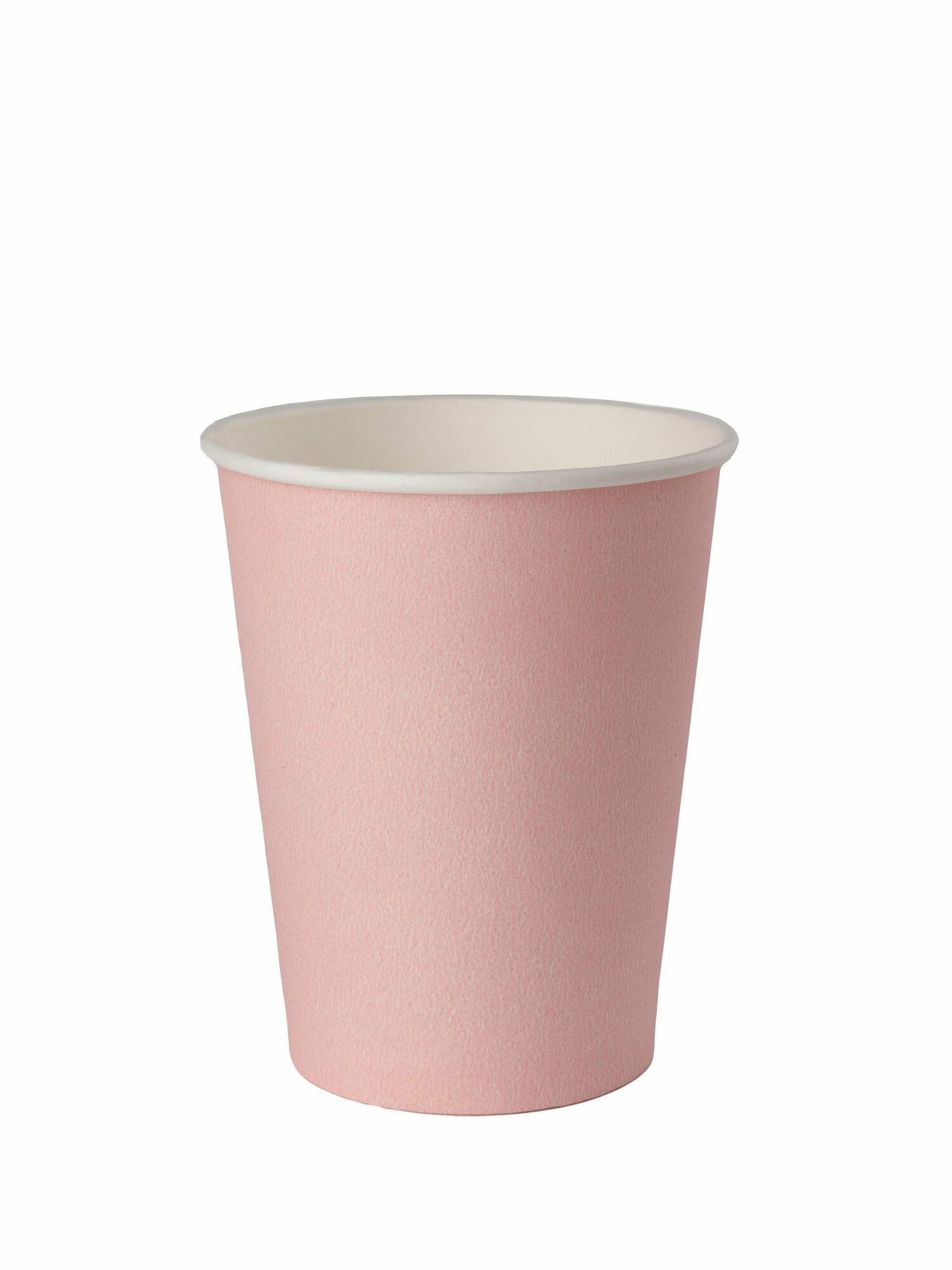 фото Комплект 50 шт. Объём 250 мл. Однослойный бумажный одноразовый стакан. Цвет Пудра. Для горячего и холодного питья, кофе, чая, воды, напитков. Без крышки.