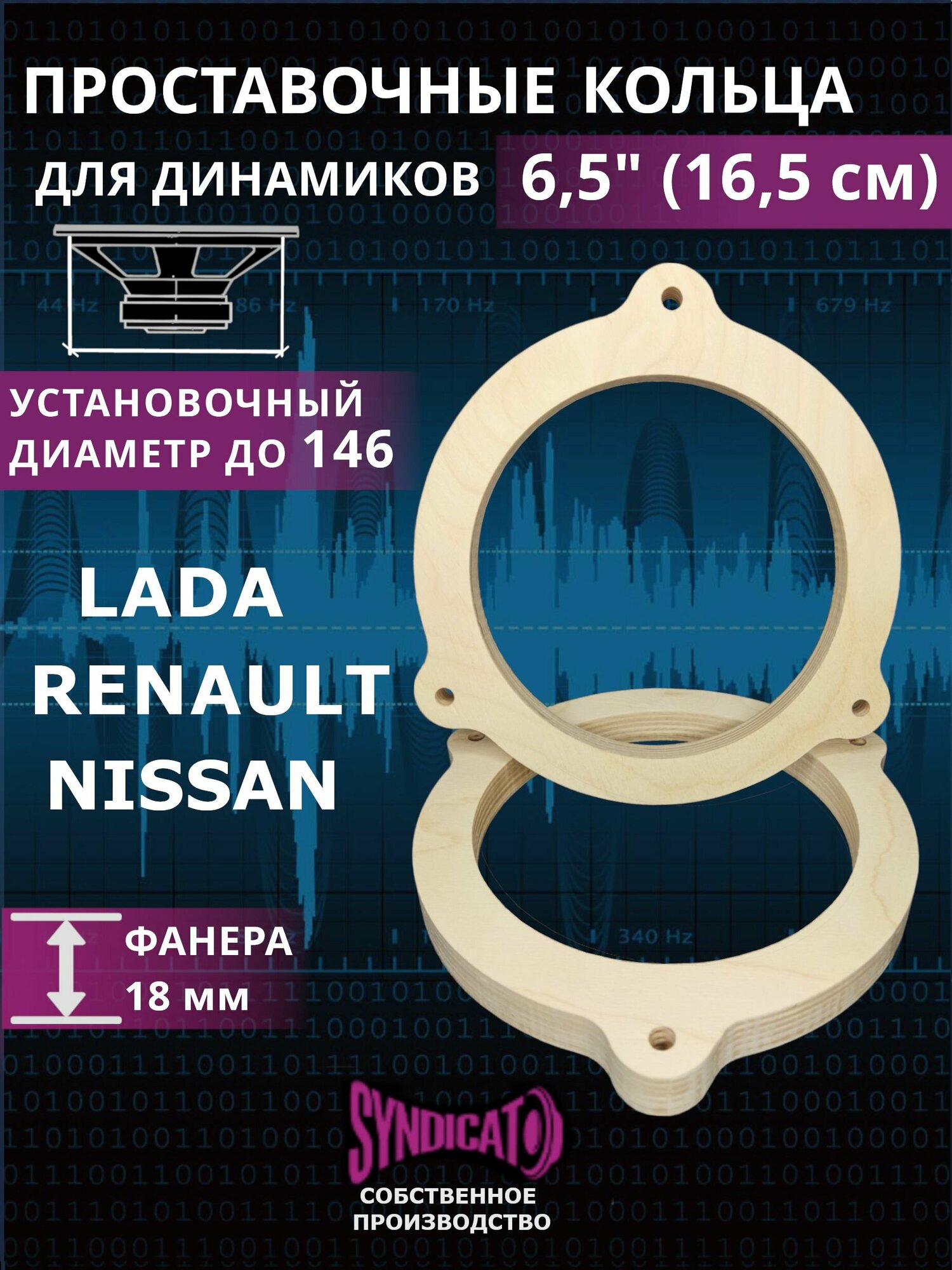 Проставочные кольца 16-16,5(LADA, RENAULT, NISSAN) из фанеры