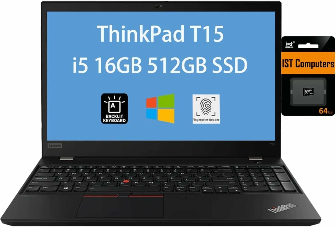 15,6" Ноутбук Lenovo Thinkpad T15 (FHD/IPS) i5 1135G7, 16GB, UMA, SSD 512, Win10 Home, Touch screen, Black