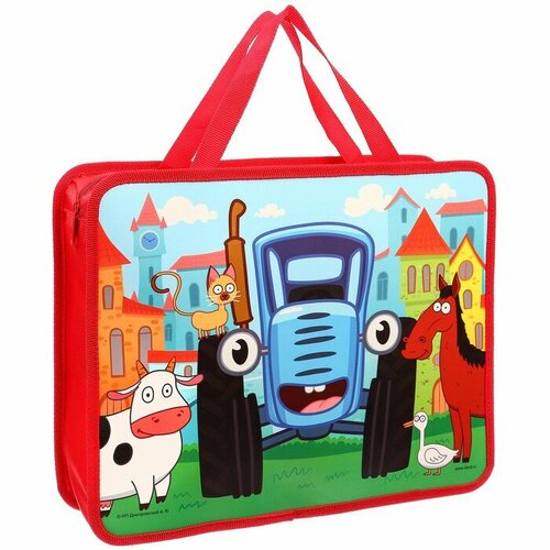 Папка пластиковая с ручками А4 на молнии 75х330х260 мм Синий трактор 480₽