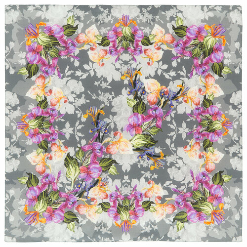 фото Платок павловопосадская платочная мануфактура,65х65 см, серый