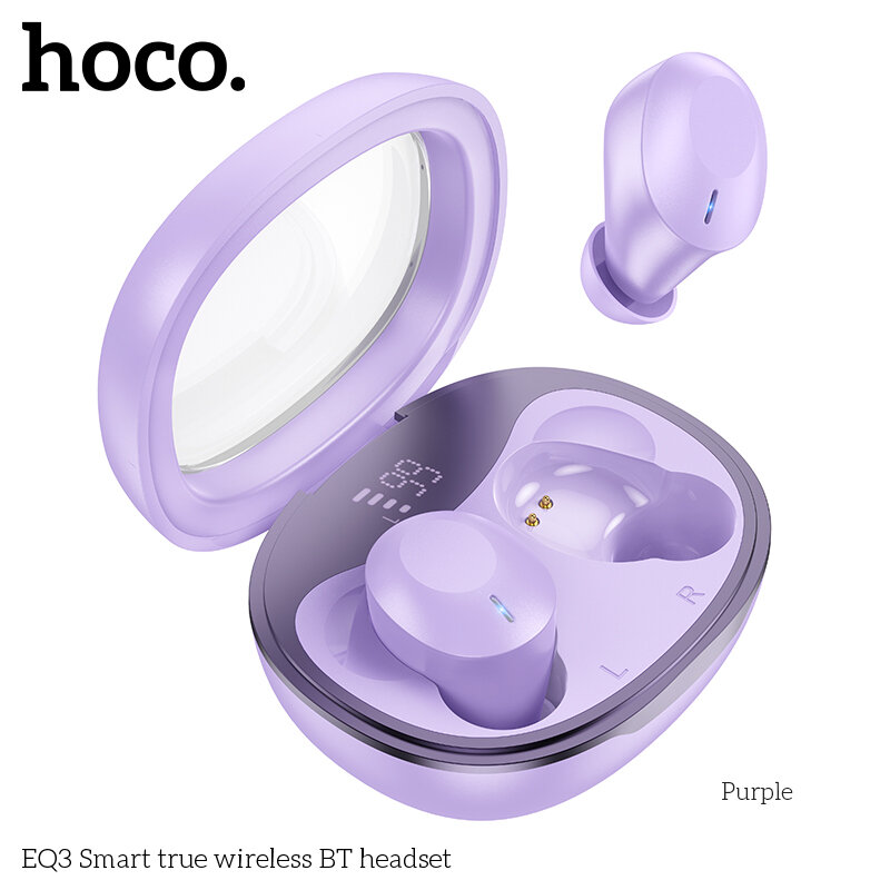 Наушники беспроводные Hoco EQ3 Smart с дисплеем фиолетовые