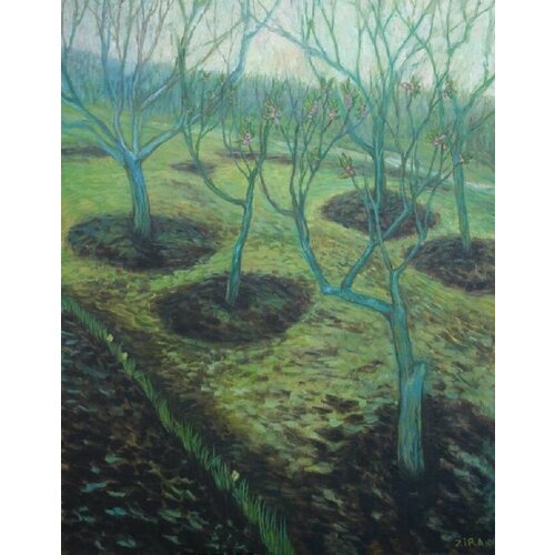 Пейзаж Апрель с саду холст масло размер 70Х55 см с рамой 83х69 см 19500₽