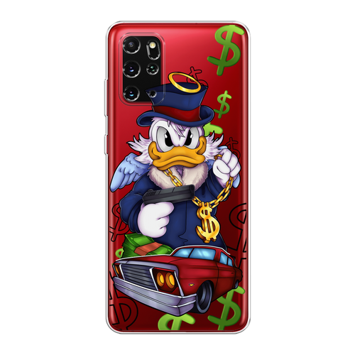 Силиконовый чехол на Samsung Galaxy S20 Plus / Самсунг Галакси S20 Плюс Scrooge McDuck with a Gold Chain, прозрачный жидкий чехол с блестками леопардовый принт акварель на samsung galaxy s20 самсунг галакси s20 плюс