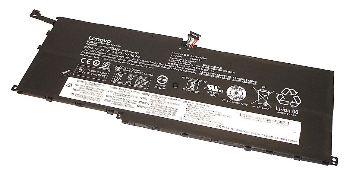 Аккумулятор для Lenovo (00HW028) ThinkPad X1 Yoga, Carbon Gen 4, 52Wh, 3425mAh, 15.2V