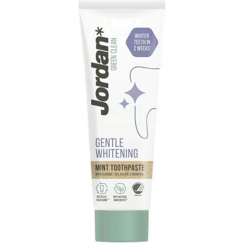 Зубная паста мятная Jordan "Green Clean" Gentle whitening с отбеливающим эффектом 75 мл (из Финляндии)