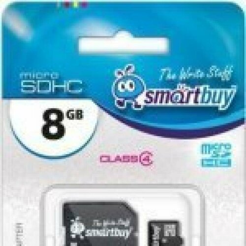Карта памяти MicroSDHC 8Gb CL4 Smart Buy в блистере с адаптером