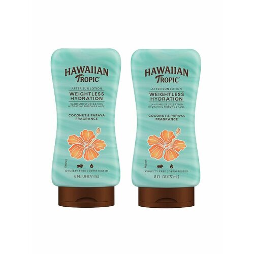 Hawaiian Tropic, Silk Hydration Weightless, невесомый увлажняющий лосьон после загара, кокос и папайя, 177 мл - 2 шт