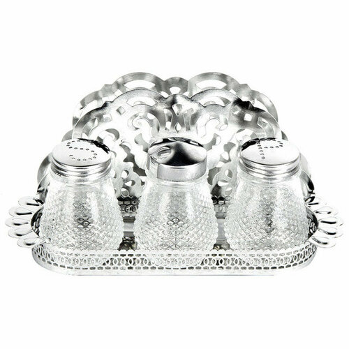 Набор для специй nouvelle daily 3 предмета с салфетницей на подставке стекло металл 2109₽